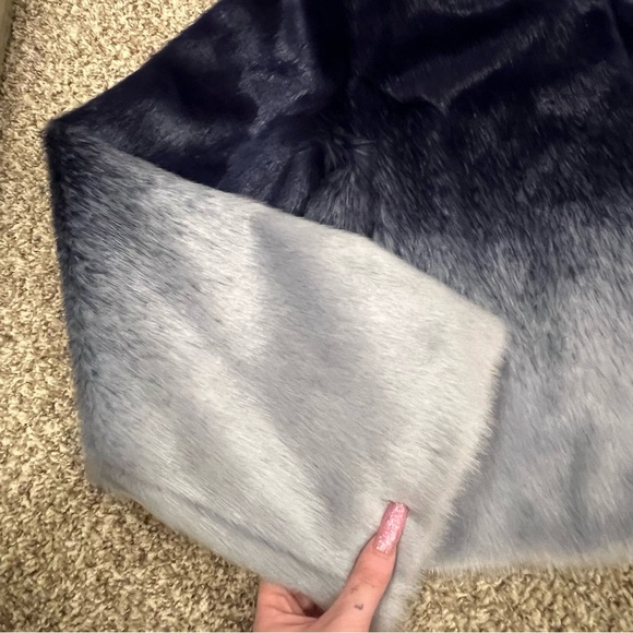 Anthropologie Maeve ombré blue fur coat winter jacket - Picture 2 of 8